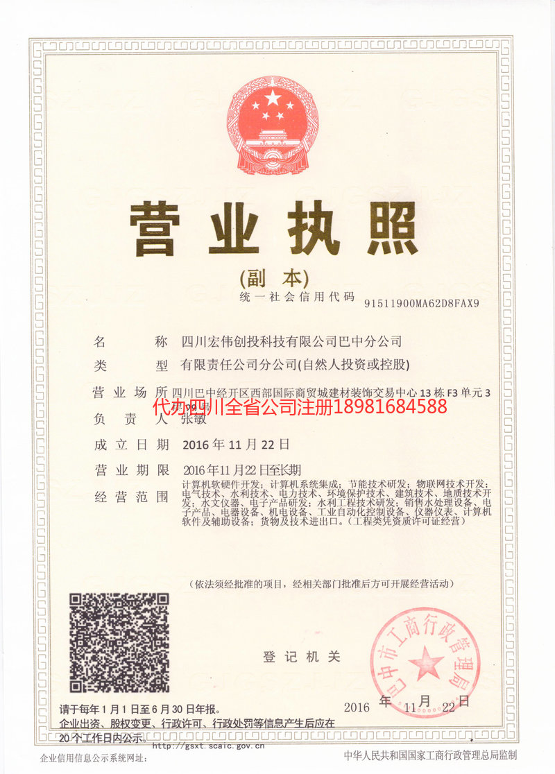 蓬安蓬安宏伟创投科技有限公司